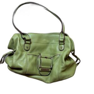 Isaac Mizrahi Green Genuine Leather Shoulder Bag Luxury Soft